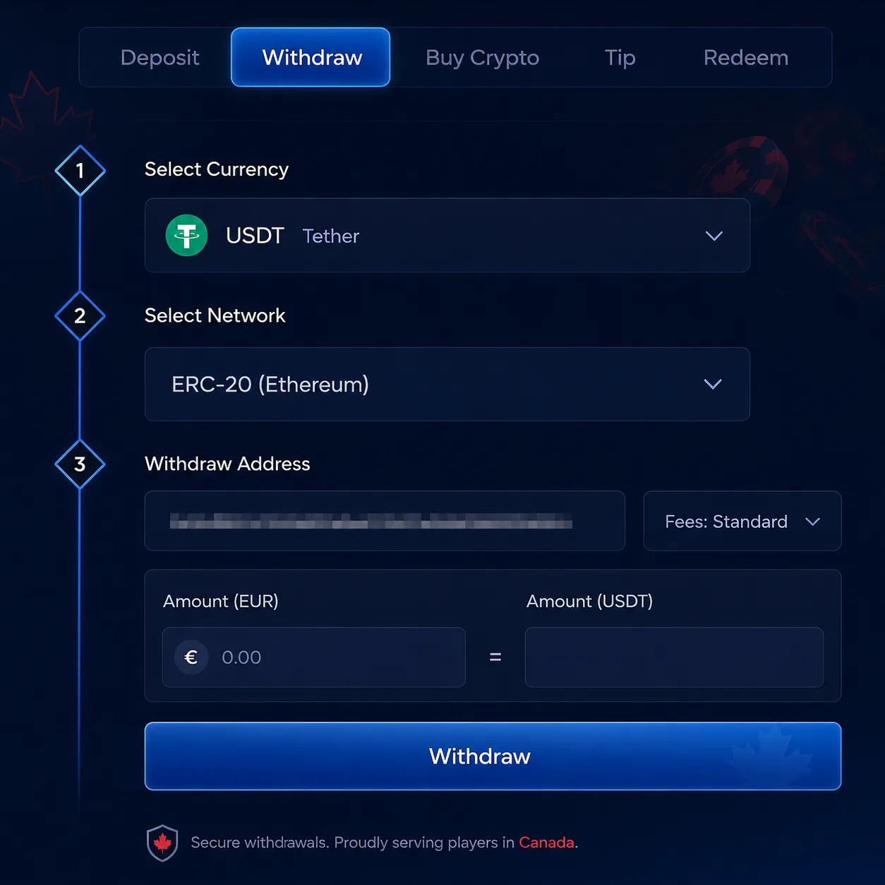 Rainbet crypto withdrawal form